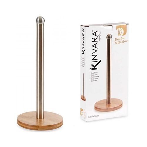 PORTARROLLOS KINVARA ACERO/BAMBU 34CMS